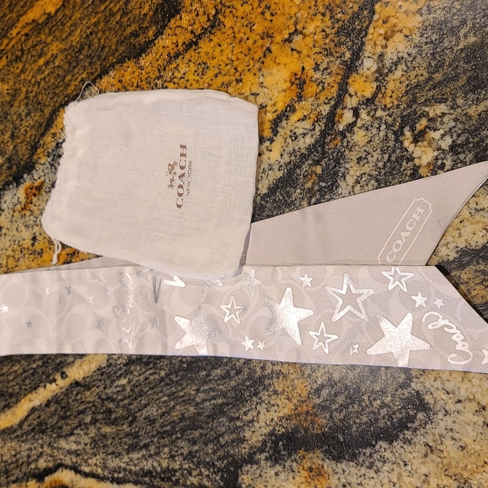 Coach Star Print Reversible Skinny Scarf Hair Bag Tie Twirly!